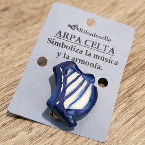 Blue ceramic harp pin